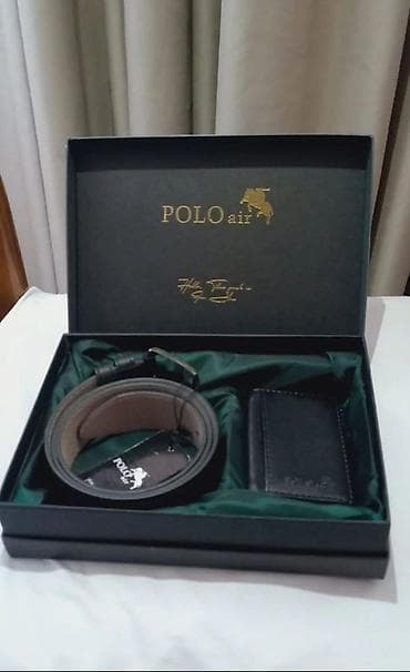 Подарки: Polo Air kişi hədiyyə dəsti - Tərkib: kəmər + pulqabı - Rəng: qara - — 3