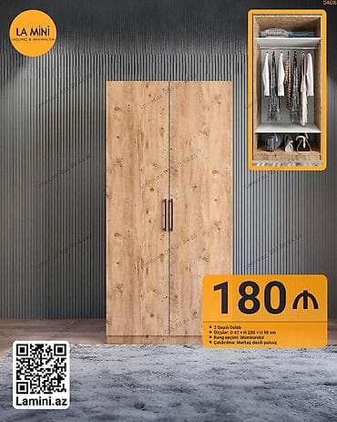 2 qapılı, Digər rəng, Taxta, Açılan, Düz dolab — 1