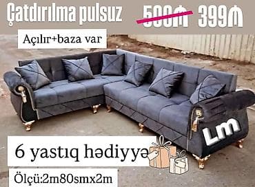 Künc divan – fərqli görünüş • Tək qiymət: 399₼ • Ölçü: 2m80sm x 2m