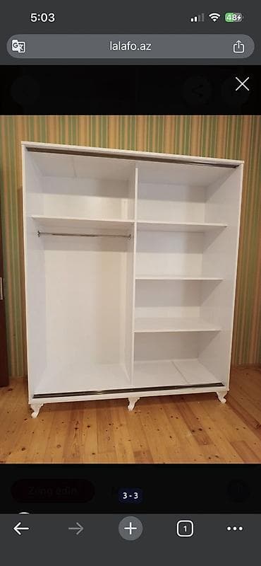 Yeni, 2 qapılı, Güzgülü, Ağ, Digər material, Kupe, Düz dolab — 2