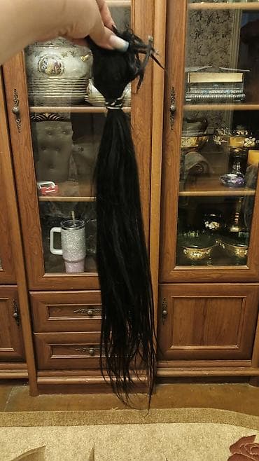 100 qram sac: Uzun qara 120 qram saç 80 sm,bir dəfə ay yarım taxılıb — 1