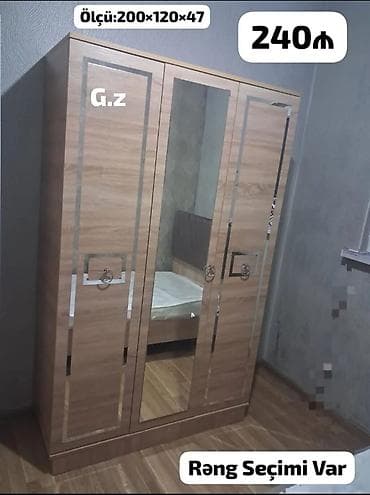 skaf islenmis: Yeni, 3 qapılı, Güzgülü, Digər rəng, Digər material, Açılan, Düz dolab — 1