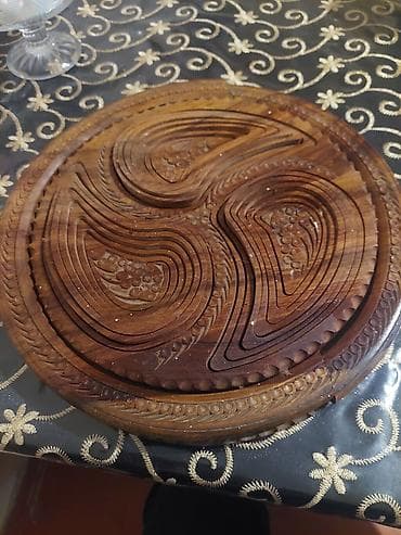 kivi agaci: Əl oyma taxta nimçə dəsti - Material: sıx qurudulmuş təbii ağac - — 1