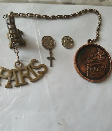 Muncuqlar: Müxtəlif metal asmallardan ibarət dəst: - “PARIS” yazılı açarlıq/asma — 2