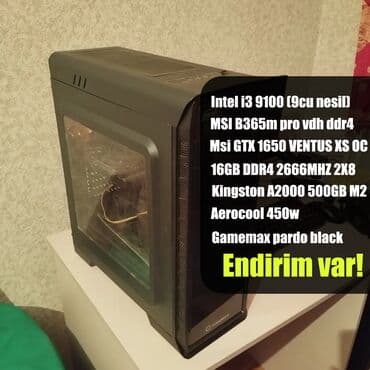 noutbuklar ucuz qiymete: Gaming Pc - DDR4 GTX 1650 Intel® Core™ i3-9100 4.20GHz Msi B365M — 1