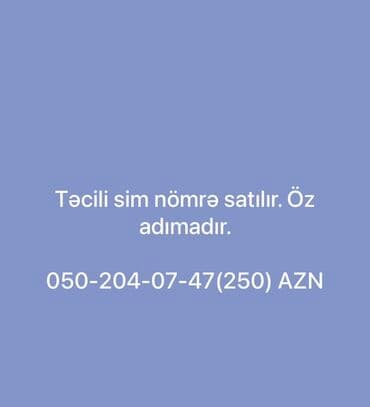 010 nomreler qiymeti: Nömrə: ( 050 ) ( 2040747 ), İşlənmiş — 1