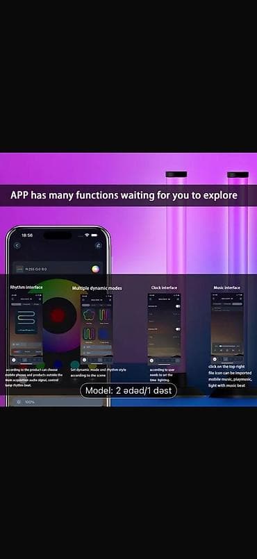 demir dekor: RGB IC Müdrik LED işıq sütunu – 2 ədəd/1 dəst - 16+ milyon rəng — 2