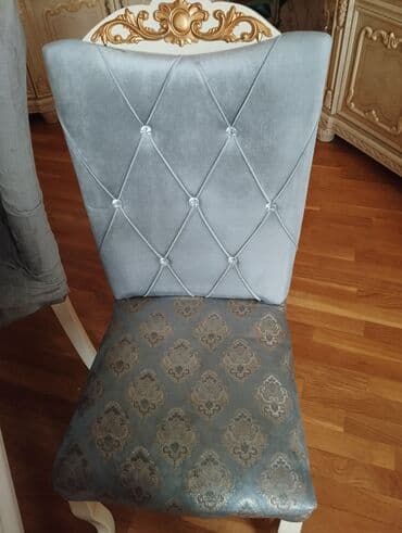 стулья для столовой: Qonaq otağı üçün, İşlənmiş, Dördbucaq masa, 6 stul — 3