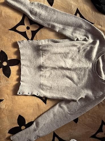 bel cantalari: Boz rəngli sviter kofta kazak - Klassik dairəvi yaxalıq - Yumşaq — 1