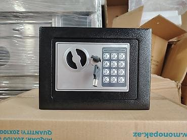 Elektron şifrəli mini seyf - Material: qalın metal korpus, mat qara