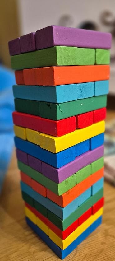 stacktrack oyuncaq dəsti: Taxta rəngli Jenga tipli balans oyunu - Material: hamar işlənmiş — 2