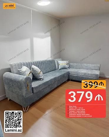 mini divanlar: Künc divan, Açılan, Bazalı, Vеlur parça, Şəhərdaxili pulsuz çatdırılma — 1