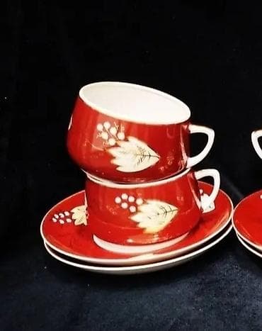 kofe adlari: Qəhvə dəsti, rəng - Qırmızı, Farfor — 2