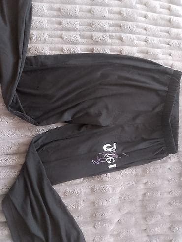 triko: Qara rəngli unisex idman şalvarı - Model: straight-fit, elastik bel — 2