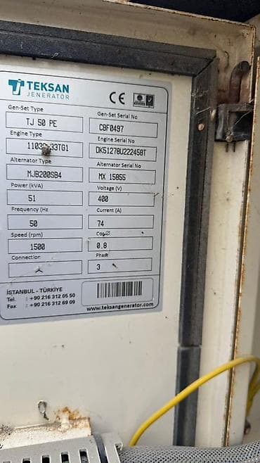 generator dizel: Teksan dizel generator – model TJ 50 PE Texniki göstəricilər — 3