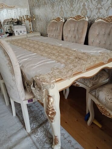 kafel qiymetleri 2022: Qonaq otağı üçün, İşlənmiş, Açılmayan, Oval masa, 6 stul — 8