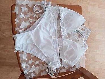 qar geyimi: Ağ rəngli 3 hissəli çimərlik dəsti - Tərkib: bikini üstü, bikini altı — 1