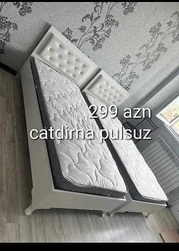 taxt sumqayit: İkili tək nəfərlik çarpayı dəsti - Ağımtıl rəngdə, yumşaq düyməli — 1