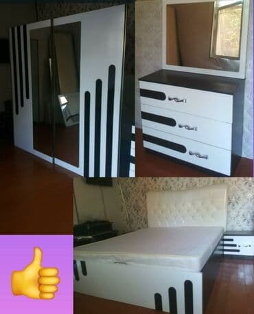 продается спальный гарнитур: 2 односпальные кровати, Шкаф, Трюмо, 2 тумбы, Б/у — 2