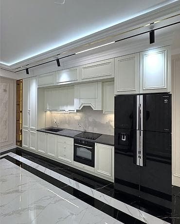 daş soba: Klassik üslubda layihələndirilmiş ağ mətbəx mebeli komplekti - Üst və — 2