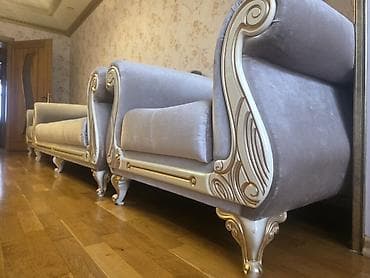 klassik divan: Klassik üslublu yumşaq mebel dəsti - Komplekt: 1 ədəd 3 nəfərlik — 4