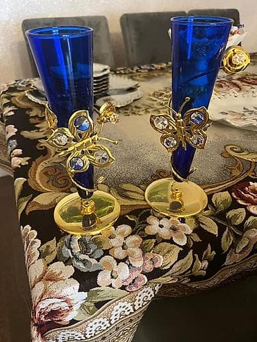 обеденный набор: Бокалы, цвет - Синий, Стекло, Набор из 2 шт. — 1