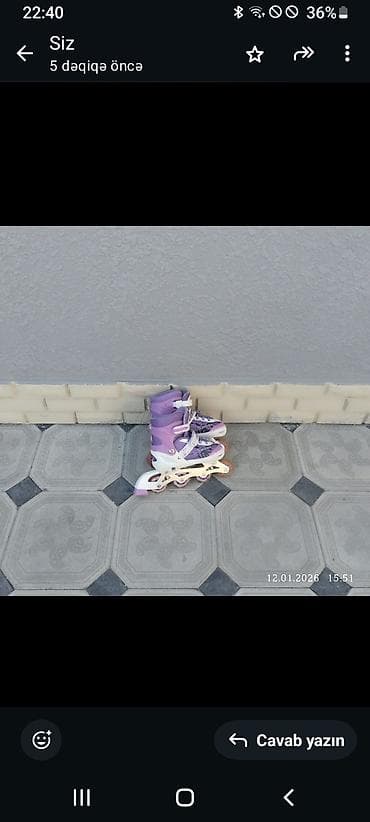 idman ayaqqabı: Uşaq üçün tənzimlənən inline konkisilər - Rəng: bənövşəyi/ağ - — 3