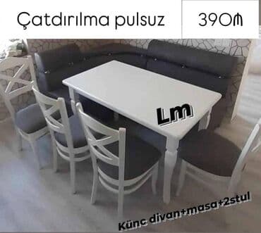 Mətbəx oturacaq dəstləri Divan, masa + 2 stul Endirimle 390 azn Ölçü