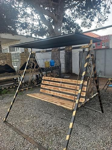 bağ üçün çətirlər: Skamya-yelləncəl, Zontikli, Metal — 1