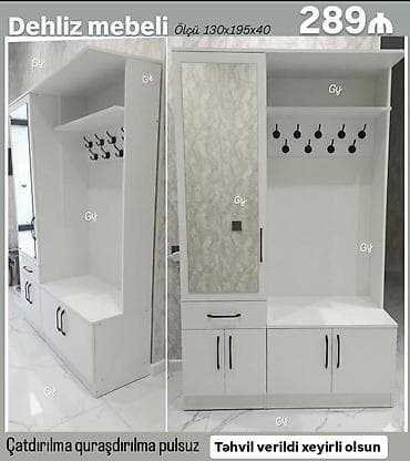 divarda televizor alti: 1 qapı, Güzgülü, Ağ, Açılan, Düz dolab — 1