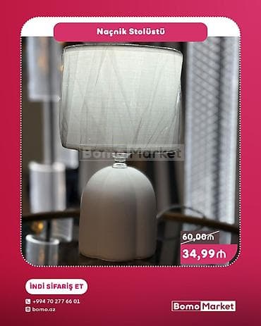 keramik: Naçnik Stolüstü Lampa - Klassik dizaynlı, yumru keramika gövdə və — 1