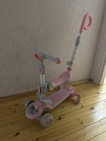 velosipe: Uşaq üçün 3 təkərli skuter (çevrilən model) – çəhrayı/boz — 2