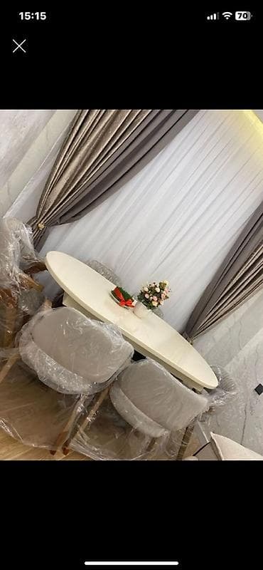 Qonaq otağı üçün, Yeni, Açılan, Oval masa, 6 stul