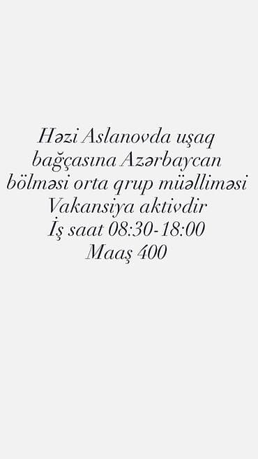 Работа: Həzi Aslanovda yerləşən uşaq bağçasına Azərbaycan bölməsi orta qrup — 1
