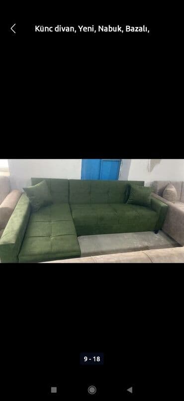 мягкая мебель: Künc divan, Qonaq otağı üçün, Parça, Bazasız, Açılmayan — 12