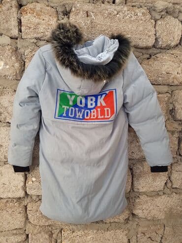 детская одежда комбинезоны зимние: Uşaq üçün qışlıq parkа palto - Rəng: açıq boz - Uzun model, dizə — 3