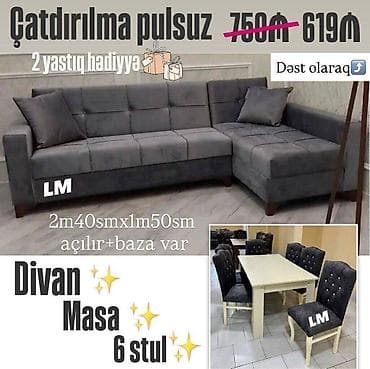 açilan stol: Divan + Masa dəsti Sifarişlə hazırlanır. Dəst şəkildə : 619₼ Divan — 1