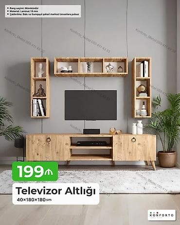 Televizor altlığı və divar rəfləri dəsti Xüsusiyyətlər: - Ölçü — 1