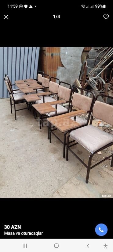 yazı masa: Qonaq otağı üçün, Yeni, Qatlanmayan, rəng - Bej Stul — 3