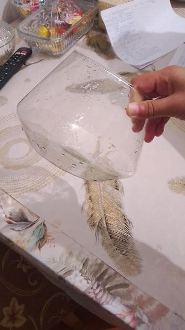 ev gulleri: 2litir akavrum Şüşə vaza – dekorativ masaüstü qab - Material: şəffaf — 2