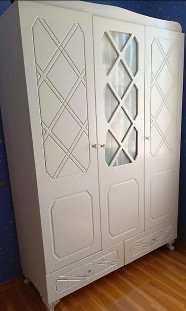 3 qapılı, Siyirməli, Ağ, Digər material, Açılan, Düz dolab