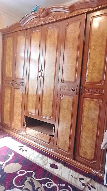 yataq dolabi: 6 qapı, Siyirməli, Qəhvəyi, Digər material, Açılan, Düz dolab — 4