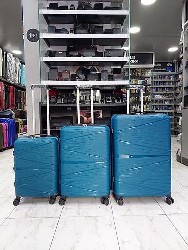 çamta: Sərt korpuslu səyahət çamadan dəsti – 3 ölçü - Rəng: mavi (bütün dəst — 1