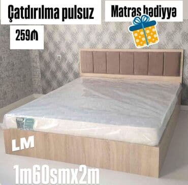 Yeni, İkinəfərlik çarpayı, Bazasız, Matras ilə, Siyirməsiz