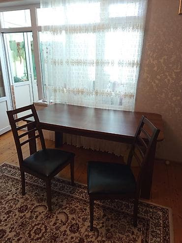 uşaq stullari: Qonaq otağı üçün, İşlənmiş, Açılan, Kvadrat masa, 6 stul — 1