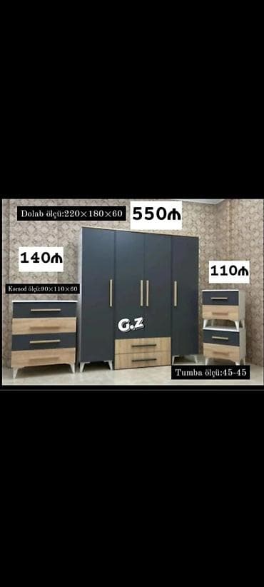 sap: Yataq otağı mebel dəsti – qardirob, komod və 2 ədəd tumba - Qardirob — 1