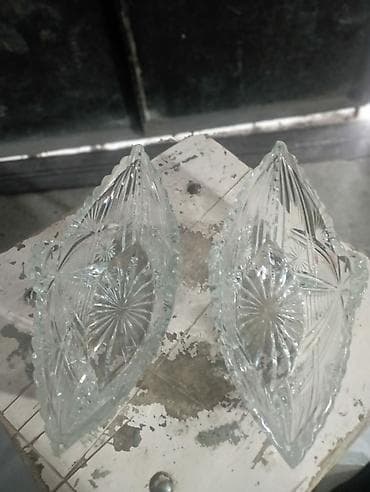 Şüşə dekorativ qablar – 2 ədəd dəst - Material: qalın şüşə - Dizayn