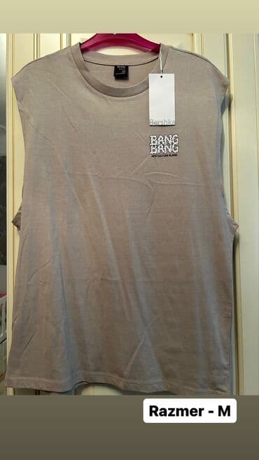 idman kişi şortları: Futbolka, Bershka, M, rəng - Bej — 1