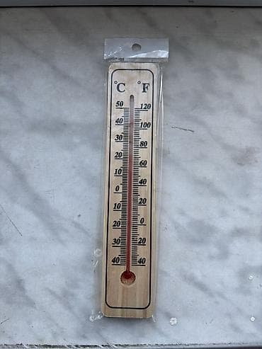 termometir: Taxta divar termometri - İkiölçülü şkala: Selsi (°C) və Farenhayt — 1