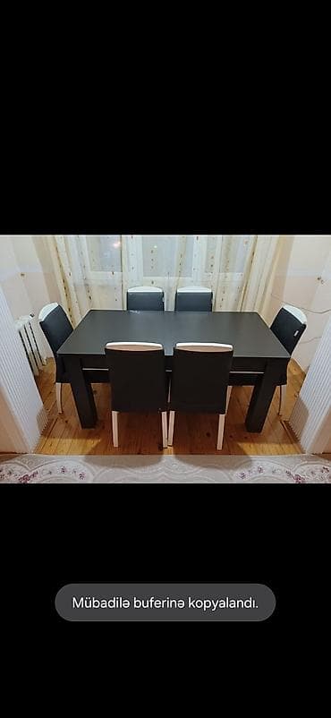 komputer stollari ve qiymetleri: Qonaq otağı üçün, Açılmayan, Dördbucaq masa, 6 stul — 1